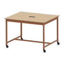 コモンファニチャー　CUTH-152KHC-RD　ワークベンチ キャスター脚 ハイタイプ 木目天板　W1500×D1200×H1000［オレンジ×オークライト］