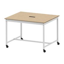 コモンファニチャー　CUTH-152KHC-WD　ワークベンチ キャスター脚 ハイタイプ 木目天板　W1500×D1200×H1000［ホワイトグレー×オークライト］