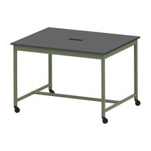 コモンファニチャー　CUTH-152NHC-QC　ワークベンチ キャスター脚 ハイタイプ 樹脂エッジ　W1500×D1200×H1000［グリーン×ダークグレー］