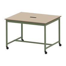 コモンファニチャー　CUTH-152NHC-QE　ワークベンチ キャスター脚 ハイタイプ 樹脂エッジ　W1500×D1200×H1000［グリーン×ベージュ］