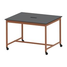 コモンファニチャー　CUTH-152NHC-RC　ワークベンチ キャスター脚 ハイタイプ 樹脂エッジ　W1500×D1200×H1000［オレンジ×ダークグレー］