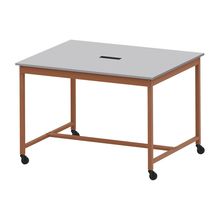 コモンファニチャー　CUTH-152NHC-RF　ワークベンチ キャスター脚 ハイタイプ 樹脂エッジ　W1500×D1200×H1000［オレンジ×ライトグレー］