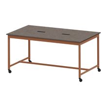 コモンファニチャー　CUTH-212KHC-RN　ワークベンチ キャスター脚 ハイタイプ 木目天板　W2100×D1200×H1000［オレンジ×ノルディックバーチ］