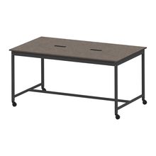 コモンファニチャー　CUTH-212KHC-TN　ワークベンチ キャスター脚 ハイタイプ 木目天板　W2100×D1200×H1000［ブラック×ノルディックバーチ］