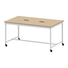 コモンファニチャー　CUTH-212KHC-WD　ワークベンチ キャスター脚 ハイタイプ 木目天板　W2100×D1200×H1000［ホワイトグレー×オークライト］