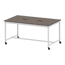 コモンファニチャー　CUTH-212KHC-WN　ワークベンチ キャスター脚 ハイタイプ 木目天板　W2100×D1200×H1000［ホワイトグレー×ノルディックバーチ］