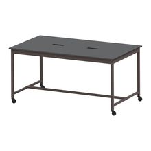 コモンファニチャー　CUTH-212NHC-HC　ワークベンチ キャスター脚 ハイタイプ 樹脂エッジ　W2100×D1200×H1000［ブラウン×ダークグレー］