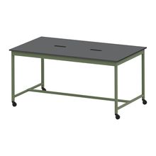 コモンファニチャー　CUTH-212NHC-QC　ワークベンチ キャスター脚 ハイタイプ 樹脂エッジ　W2100×D1200×H1000［グリーン×ダークグレー］
