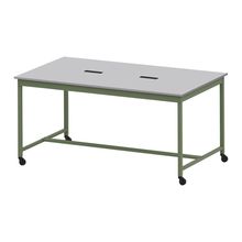 コモンファニチャー　CUTH-212NHC-QF　ワークベンチ キャスター脚 ハイタイプ 樹脂エッジ　W2100×D1200×H1000［グリーン×ライトグレー］
