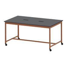 コモンファニチャー　CUTH-212NHC-RC　ワークベンチ キャスター脚 ハイタイプ 樹脂エッジ　W2100×D1200×H1000［オレンジ×ダークグレー］