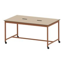 コモンファニチャー　CUTH-212NHC-RE　ワークベンチ キャスター脚 ハイタイプ 樹脂エッジ　W2100×D1200×H1000［オレンジ×ベージュ］