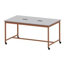 コモンファニチャー　CUTH-212NHC-RF　ワークベンチ キャスター脚 ハイタイプ 樹脂エッジ　W2100×D1200×H1000［オレンジ×ライトグレー］