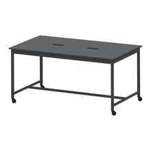 コモンファニチャー　CUTH-212NHC-TC　ワークベンチ キャスター脚 ハイタイプ 樹脂エッジ　W2100×D1200×H1000［ブラック×ダークグレー］