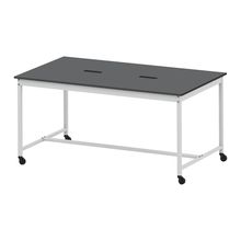 コモンファニチャー　CUTH-212NHC-WC　ワークベンチ キャスター脚 ハイタイプ 樹脂エッジ　W2100×D1200×H1000［ホワイトグレー×ダークグレー］