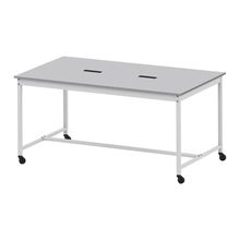 コモンファニチャー　CUTH-212NHC-WF　ワークベンチ キャスター脚 ハイタイプ 樹脂エッジ　W2100×D1200×H1000［ホワイトグレー×ライトグレー］