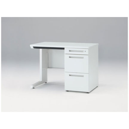 CZRデスク Type S 片袖デスク CZR-106CBS-9W9  浅型センター引出し付  シリンダー錠 W1000 × D600 [ 本体: ホワイトW・天板: ホワイトW]