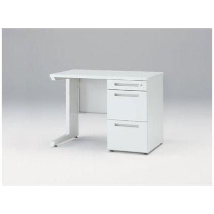 CZRデスク Type S 片袖デスク CZR-106SBS-9W9  センター引出しなし  シリンダー錠 W1000 × D600 [ 本体: ホワイトW・天板: ホワイトW]