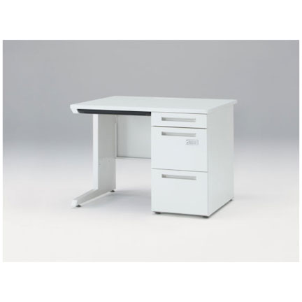 CZRデスク Type S 片袖デスク CZR-108CBSK-9W9  浅型センター引出し付  ダイヤル錠 W1000 × D800 [ 本体: ホワイトW・天板: ホワイトW]