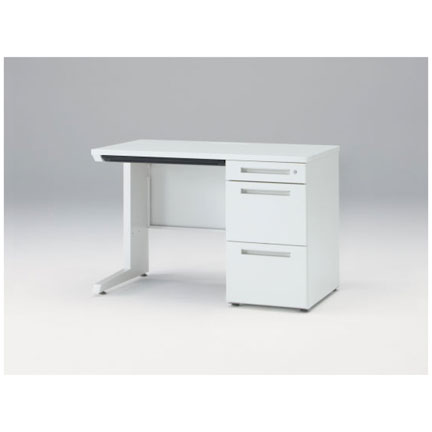 CZRデスク Type S 片袖デスク CZR-116CBS-9W9  浅型センター引出し付  シリンダー錠 W1100 × D600 [ 本体: ホワイトW・天板: ホワイトW]