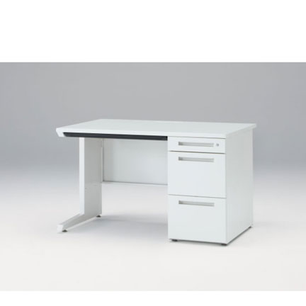 CZRデスク Type S 片袖デスク CZR-128CBS-9W9  浅型センター引出し付  シリンダー錠 W1200 × D800 [ 本体: ホワイトW・天板: ホワイトW]