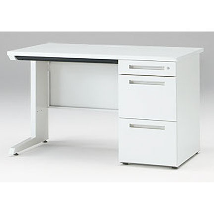 CZRデスク Type S 片袖デスク ロングレールタイプ CZR-128CES-9W9  浅型センター引出し付  シリンダー錠 W1200 × D800 [ 本体: ホワイトW・天板: ホワイトW]