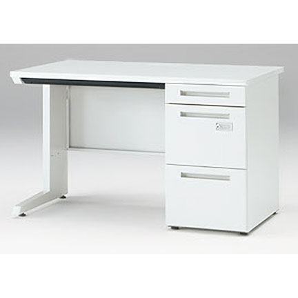 CZRデスク Type S 片袖デスク ロングレールタイプ CZR-128CESK-9W9  浅型センター引出し付  ダイヤル錠 W1200 × D800 [ 本体: ホワイトW・天板: ホワイトW]