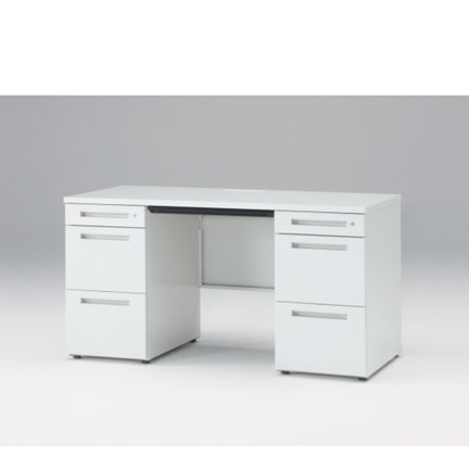 CZRデスク Type S 両袖デスク CZR-146BAS-9W9  浅型センター引出し付  シリンダー錠 W1400 × D600 [ 本体: ホワイトW・天板: ホワイトW]