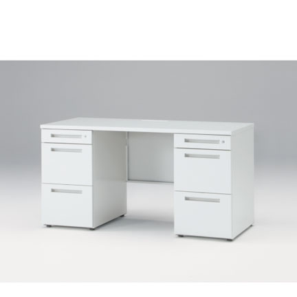 CZRデスク Type S 両袖デスク CZR-146KAS-9W9  センター引出しなし  シリンダー錠 W1400 × D600 [ 本体: ホワイトW・天板: ホワイトW]