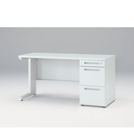 CZRデスク Type S 片袖デスク CZR-146SBS-9W9  センター引出しなし  シリンダー錠 W1400 × D600 [ 本体: ホワイトW・天板: ホワイトW]