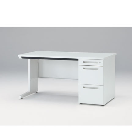CZRデスク Type S 片袖デスク CZR-148CBS-9W9  浅型センター引出し付  シリンダー錠 W1400 × D800 [ 本体: ホワイトW・天板: ホワイトW]