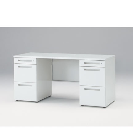 CZRデスク Type S 両袖デスク CZR-156KAS-9W9  センター引出しなし  シリンダー錠 W1500 × D600 [ 本体: ホワイトW・天板: ホワイトW]