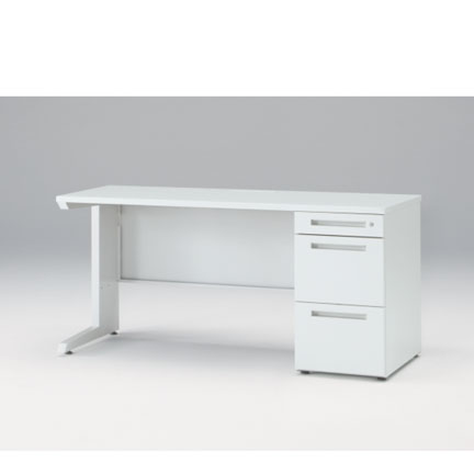 CZRデスク Type S 片袖デスク CZR-156SBS-9W9  センター引出しなし  シリンダー錠 W1500 × D600 [ 本体: ホワイトW・天板: ホワイトW]