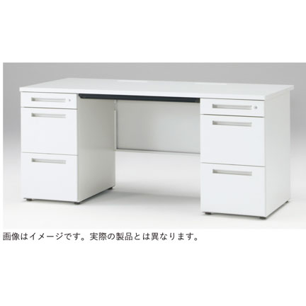 CZRデスク Type S 両袖デスク CZR-166BAS-181  浅型センター引出し付  シリンダー錠 W1600 × D600 [ 本体: ブラックT・天板: アッシュドオークD]