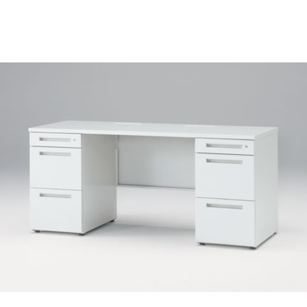 CZRデスク Type S 両袖デスク CZR-166KAS-9W9  センター引出しなし  シリンダー錠 W1600 × D600 [ 本体: ホワイトW・天板: ホワイトW]