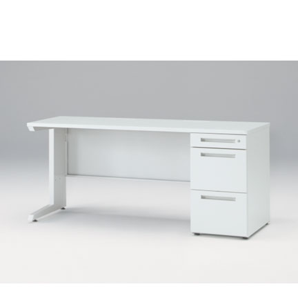 CZRデスク Type S 片袖デスク CZR-166SBS-9W9  センター引出しなし  シリンダー錠 W1600 × D600 [ 本体: ホワイトW・天板: ホワイトW]