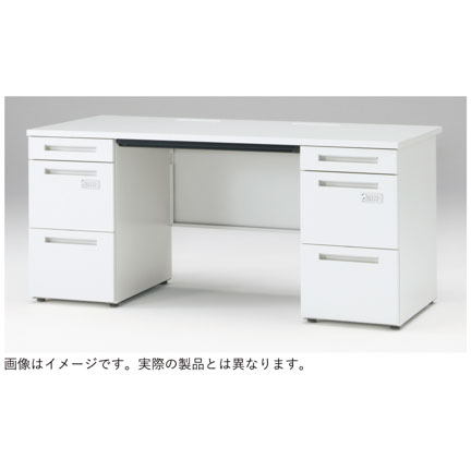 CZRデスク Type S 両袖デスク CZR-167BASK-982  浅型センター引出し付  ダイヤル錠 W1600 × D700 [ 本体: ホワイトW・天板: ブラックウォールナットD]