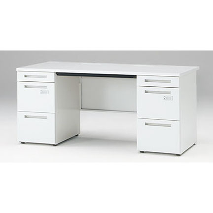 CZRデスク Type S 両袖デスク CZR-167BASK-9W9  浅型センター引出し付  ダイヤル錠 W1600 × D700 [ 本体: ホワイトW・天板: ホワイトW]