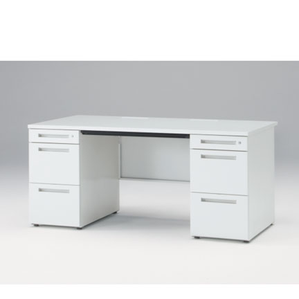 CZRデスク Type S 両袖デスク CZR-168BAS-9W9  浅型センター引出し付  シリンダー錠 W1600 × D800 [ 本体: ホワイトW・天板: ホワイトW]
