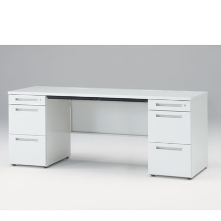 CZRデスク Type S 両袖デスク CZR-186BAS-9W9  浅型センター引出し付  シリンダー錠 W1800 × D600 [ 本体: ホワイトW・天板: ホワイトW]
