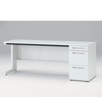 CZRデスク Type S 片袖デスク CZR-186CBS-9W9  浅型センター引出し付  シリンダー錠 W1800 × D600 [ 本体: ホワイトW・天板: ホワイトW]