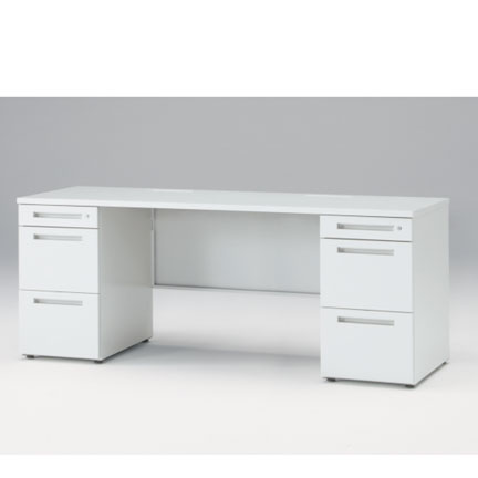 CZRデスク Type S 両袖デスク CZR-186KAS-9W9  センター引出しなし  シリンダー錠 W1800 × D600 [ 本体: ホワイトW・天板: ホワイトW]
