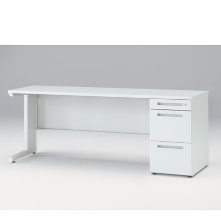 CZRデスク Type S 片袖デスク CZR-186SBS-9W9  センター引出しなし  シリンダー錠 W1800 × D600 [ 本体: ホワイトW・天板: ホワイトW]