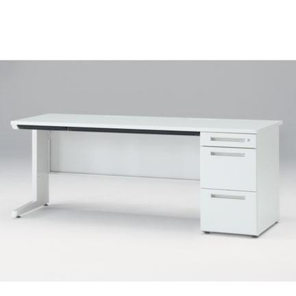 CZRデスク Type S 片袖デスク CZR-187CBS-9W9  浅型センター引出し付  シリンダー錠 W1800 × D700 [ 本体: ホワイトW・天板: ホワイトW]