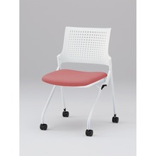 モノンチェア ネスタブルタイプ KLD217DL-W9W9M6　樹脂メッシュバック・肘なし ビニールレザー DL張地［M6/コーラルピンク］