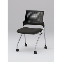 モノンチェア ネスタブルタイプ KLD217DL-Z5T1T1　樹脂メッシュバック・肘なし ビニールレザー DL張地［T1/ブラック］
