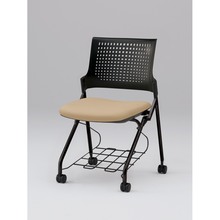 モノンチェア ネスタブルタイプ KLD217DLRT1T1K6　樹脂メッシュバック・肘なし・棚付 ビニールレザー DL張地［K6/フラックスベージュ］