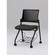 モノンチェア ネスタブルタイプ KLD217DLRT1T1T1　樹脂メッシュバック・肘なし・棚付 ビニールレザー DL張地［T1/ブラック］