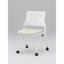 モノンチェア ネスタブルタイプ KLD217DLRW9W9C8　樹脂メッシュバック・肘なし・棚付 ビニールレザー DL張地［C8/オフホワイト］