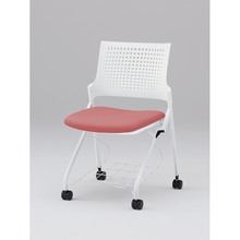 モノンチェア ネスタブルタイプ KLD217DLRW9W9M6　樹脂メッシュバック・肘なし・棚付 ビニールレザー DL張地［M6/コーラルピンク］