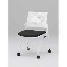 モノンチェア ネスタブルタイプ KLD217DLRW9W9T1　樹脂メッシュバック・肘なし・棚付 ビニールレザー DL張地［T1/ブラック］